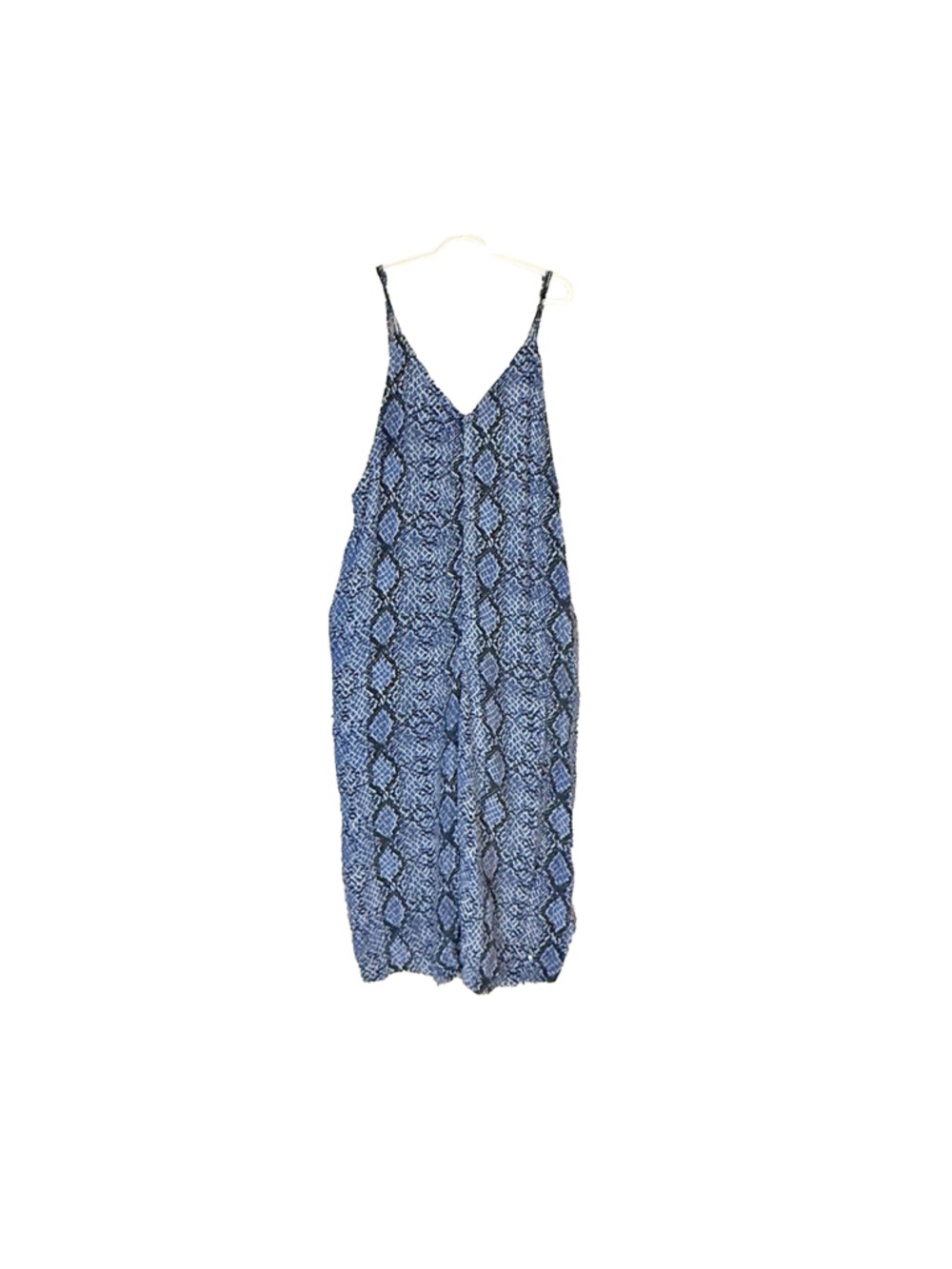 Free People Blue Reptile Print Strappy Oversized Wide Let Jumpsuit Sz. M - Picture 4 of 16